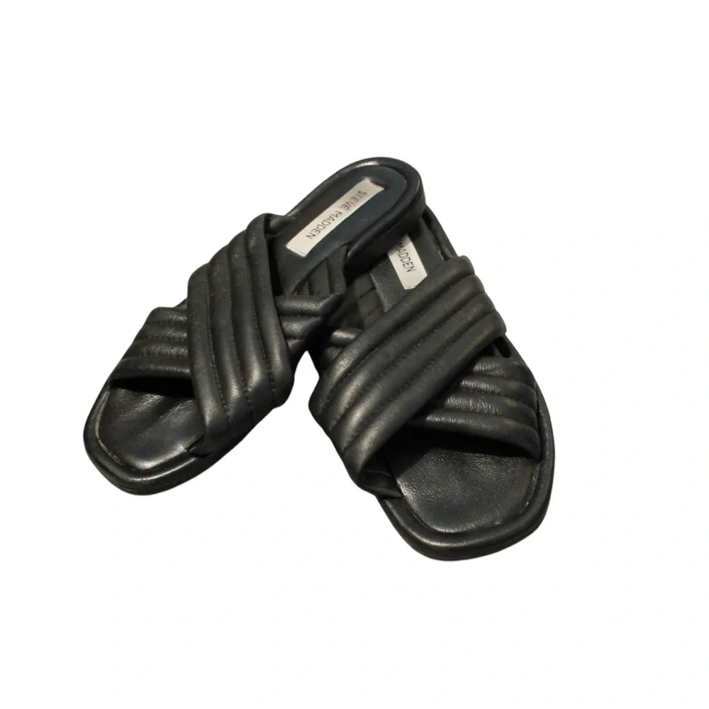 Steve‎ Madden Black Quilted Slide Sandals